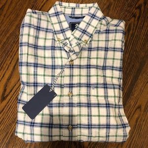IZOD Men’s White Blue Green Plaid Long Sleeve Button Down Shirt Sz Small NWT